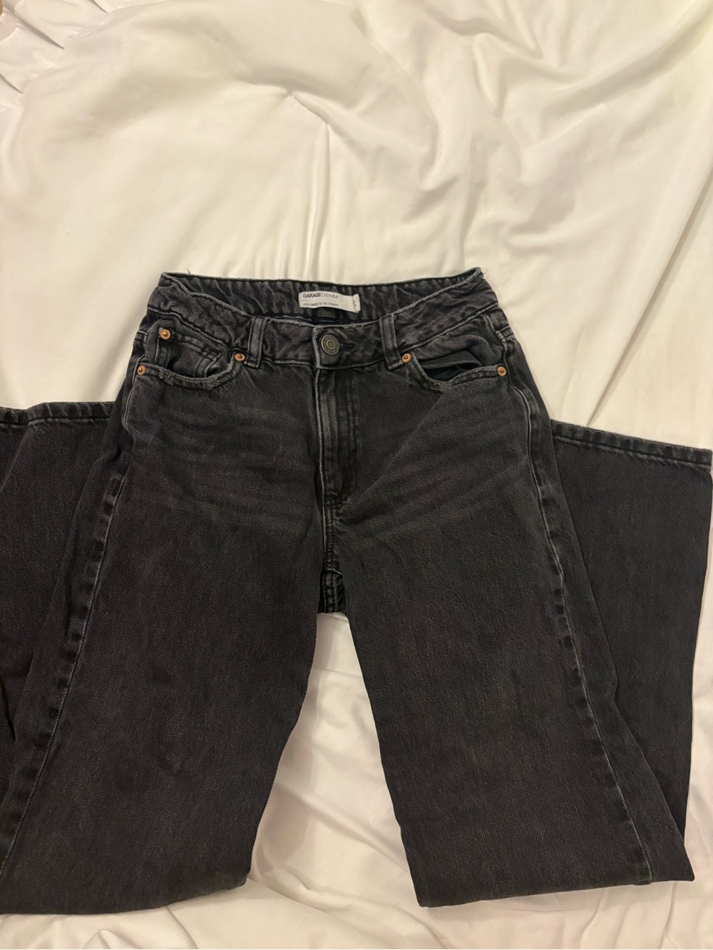 Black Garage Denim Straight Leg Jeans